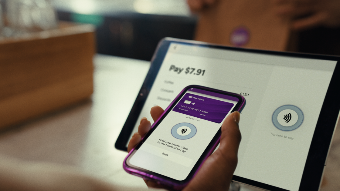 Our production team visualizes seamless tap-to-pay technology with crisp, high-contrast commercial visuals.